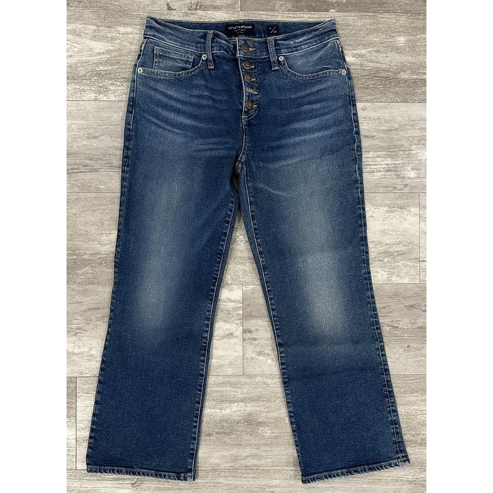 Lucky Brand Womens Jeans Mid Rise Wide Leg Denim Blue Button Fly Jeans Sz 28x25